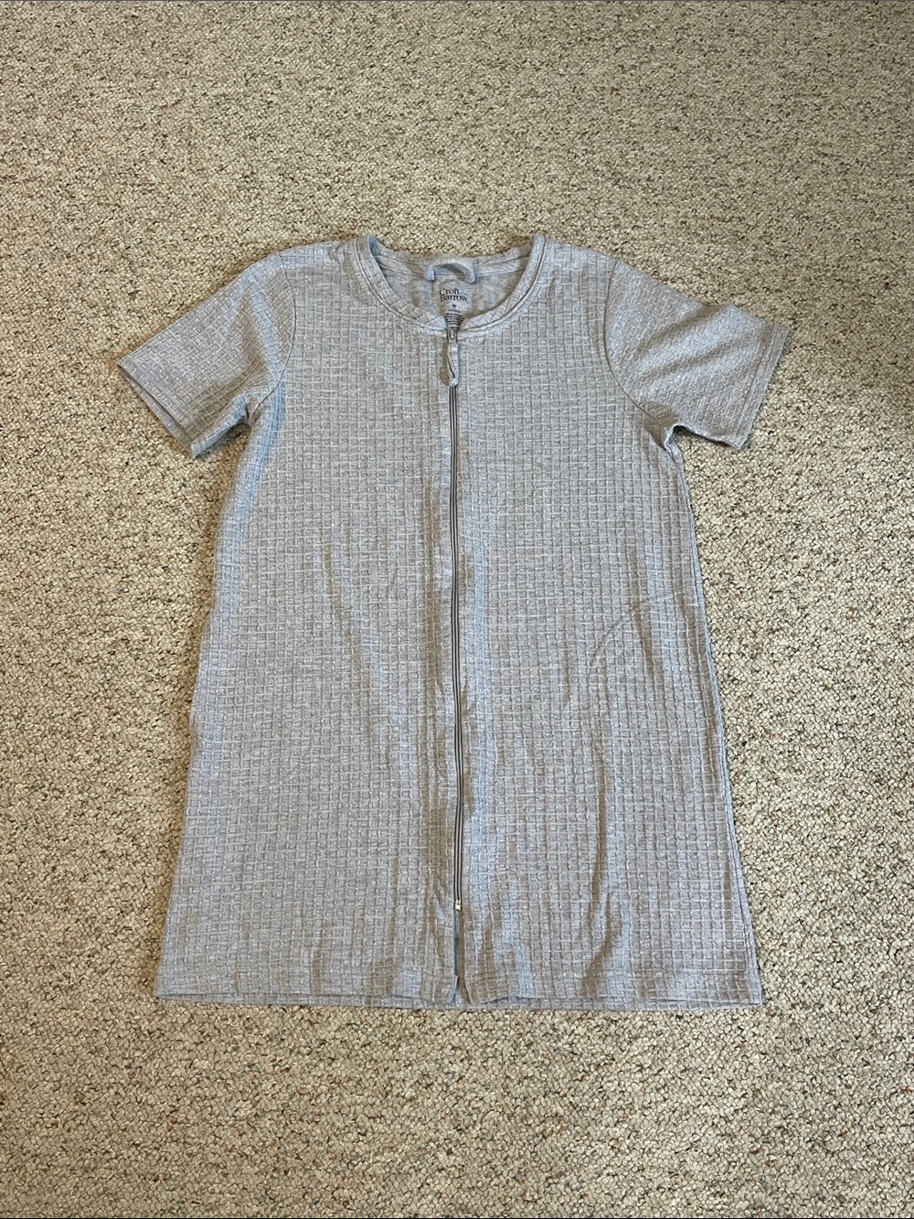 Croft & Barrow Light Gray Ribbed Zip-Front Sleep Top